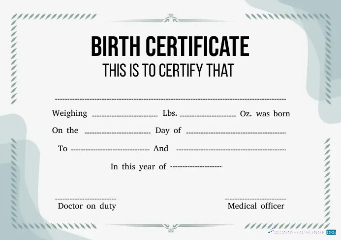 Download Medical office birth certificate Photoshop template